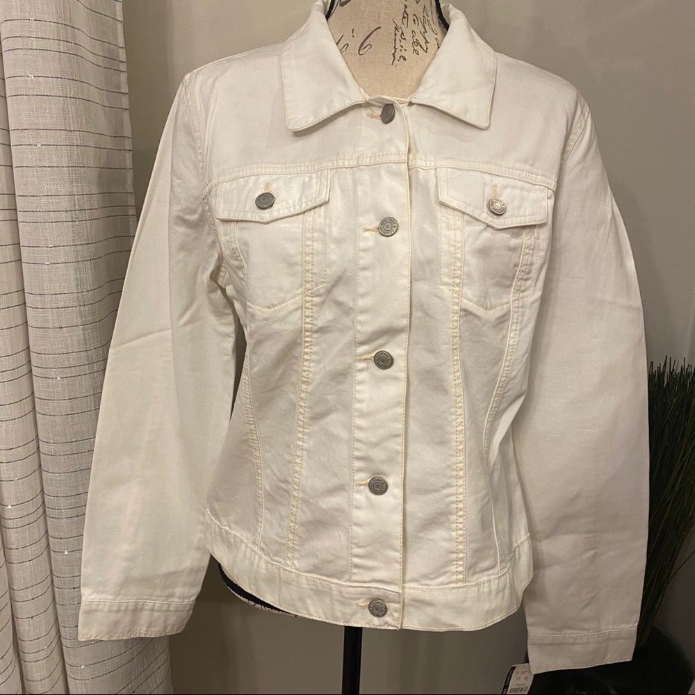 Beautiful White Denim Jacket Size L